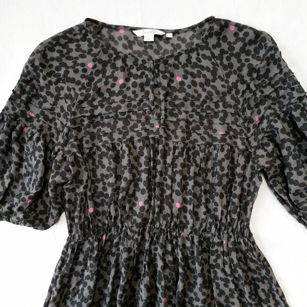 Boden Boho Gray Flowy Dots Print Fit Flare Dress 6 - Picture 2 of 8
